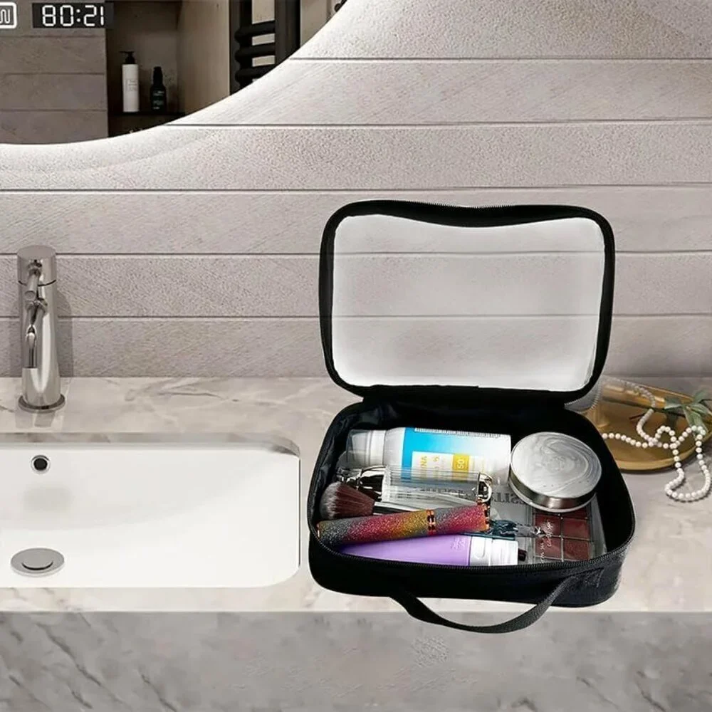 Clear Makeup Bags with Handle Transparent TSA Approved Toiletry Pouch Airport Ai - Picture 4 of 6